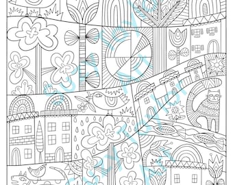 Folk Art printable coloring page