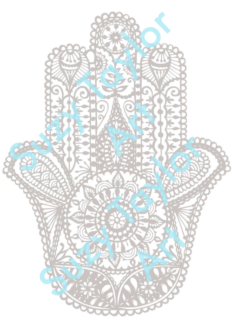 Hamsa I papercutting template | Etsy