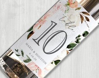 Table Number Wine Labels....Lace and Floral