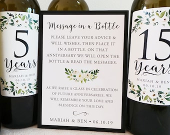 Guest Book Anniversary Wine Labels 4+ labels, 1 instructional sign..choose your colors and numbers...White Rose