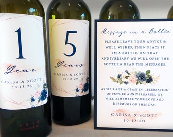 Floral Anniversary Wine Labels: Guest Book Alternative + Sign
