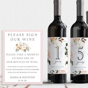 Floral Anniversary Wine Labels: Guest Book Alternative (3x5 inch)