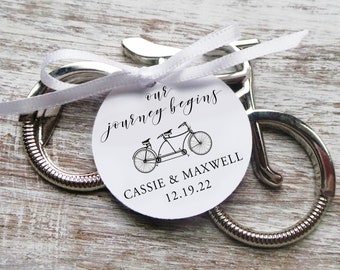 Silver Bicycle Bottle Opener Favor w/ Personalized Tag 25qty + /Wedding Favor/Shower Favor