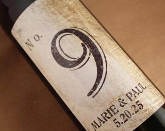 Table Number Wine Label.....Vintage Brown
