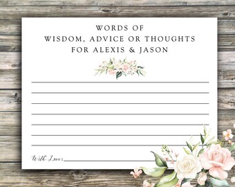 Message in a Bottle PRINTED Notes...Words of Wisdom for Bride and Groom, Shower Advice
