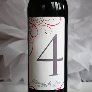 Wine Label Table Numbers... choose your colors... CITRON SWIRLS