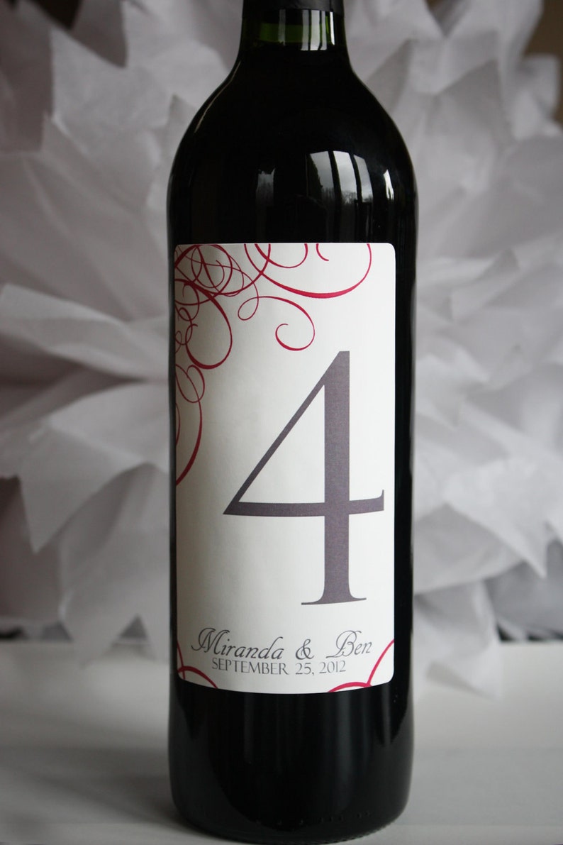 Table Number Wine Labels...Citron Swirls image 1