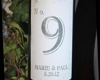 Table Number Wine Labels....Choose your Colors...Vintage