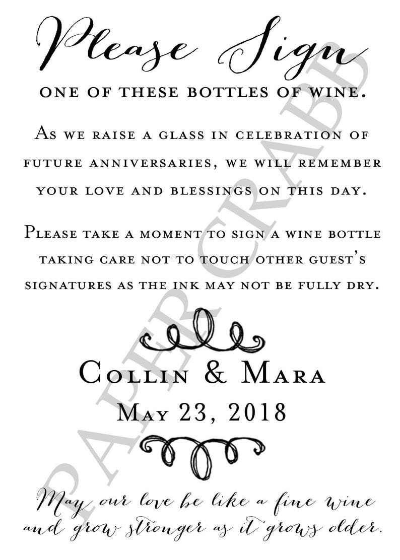 labels 1 instructional sign..choose your colors and numbers Guest Book Anniversary Wine Labels 4