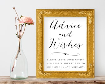 Advice and Wishes Wedding Sign: Anniversary Message (Digital Printable)