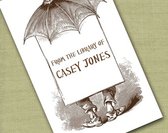 Personalized Bookplates....24qty...Choose your color... Umbrella