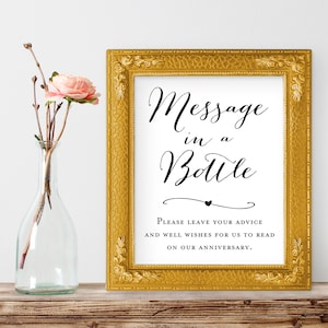 Message in a Bottle Anniversary Sign: 8x10 Printable (Digital Download)