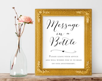 Message in a Bottle Anniversary Sign: 8x10 Printable (Digital Download)
