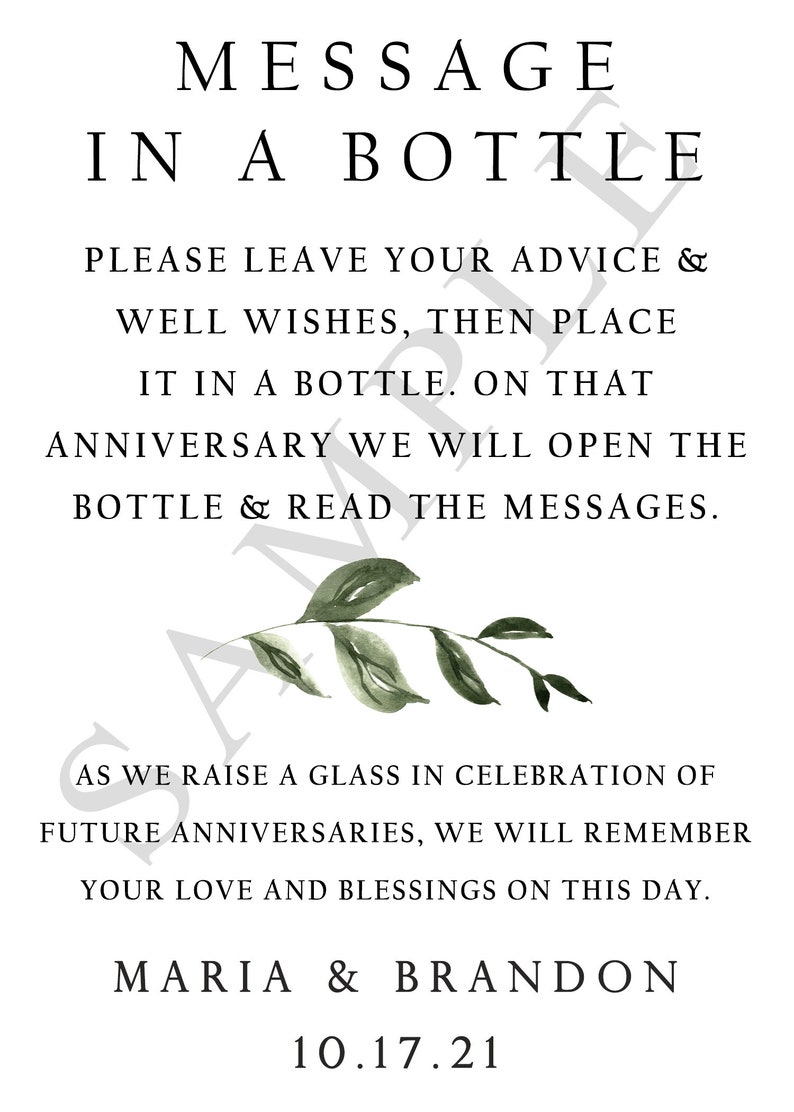 Guest Book Anniversary Wine Labels 4 labels, 1 instructional sign..choose your colors and numbers...Simple Greenery image 6