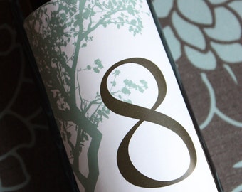 Wine Label Table Number....Choose your Colors... Elegant Tree