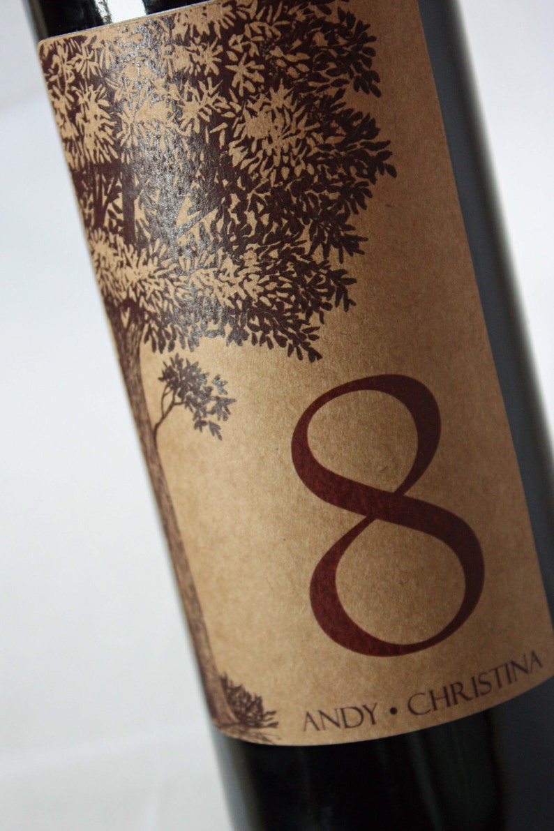 Wine Label Table Numbers ...Choose your Colors... Kraft Tree image 1