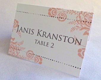 Placecard 50qty...Choose your fonts and colors...Shabby Floral