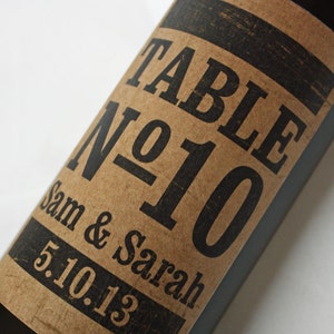 Wine Label Table Number...Choose your Colors... Kraft Vintage Stamp