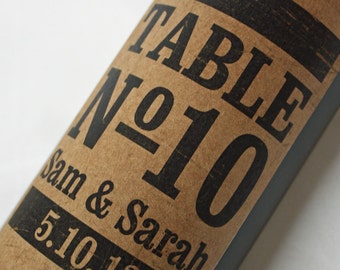Wine Label Table Number...Choose your Colors... Kraft Vintage Stamp