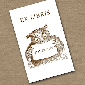 Personalized Bookplates....24qty...Choose your color... OWL