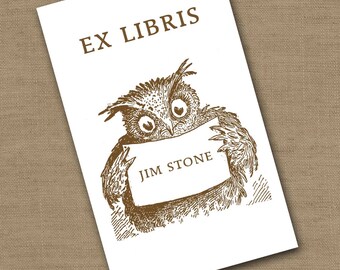 Personalized Bookplates....24qty...Choose your color... OWL