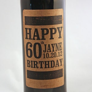 Wine or Candle Label.....Choose your Color and Text...Birthday Stamp