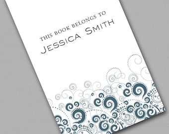 Personalized Bookplates....24qty...Choose your color... Swirly's