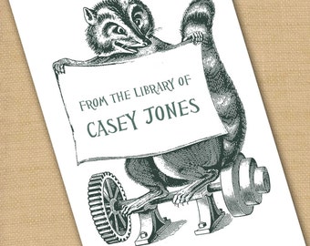 Personalized Bookplates....24qty...Choose your color...Racoon