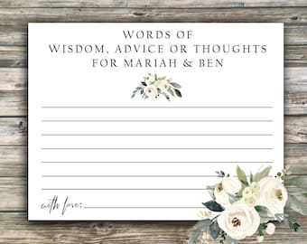 Message in a Bottle PRINTED Notes...Words of Wisdom for Bride and Groom, Shower Advice