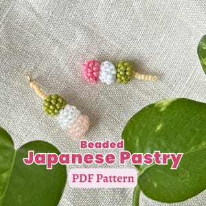 Wzór z koralikami Dango | Samouczek PDF ściegu peyote | Japoński urok ciasta | Natychmiastowe pobranie