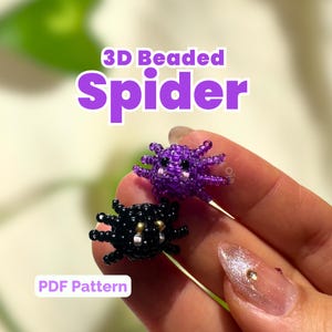 Pärlmönster för spindel | Peyotesöm PDF-handledning | Djurberlock | Halloween DIY | Direkt nedladdning