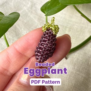 Beaded Eggplant/Aubergine Pattern | Peyote Stitch PDF Tutorial | Vegetable Charm | Instant Download