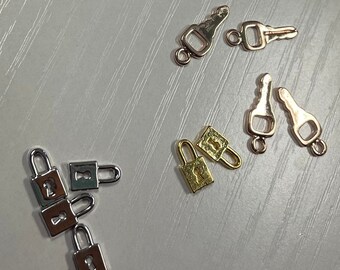 Lock and Key Charms Gold, Silver, Rose Gold, Mini Dainty