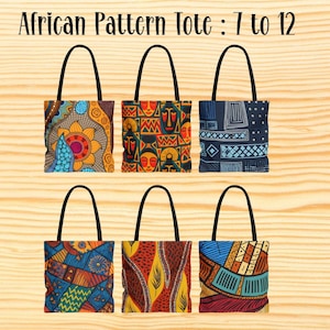 African Pattern Tote Bag Gift Idea, Unique African Print,  3 Sizes Shopping Bag, Boho Style, Bold Colors, Traditional Ethnic Design