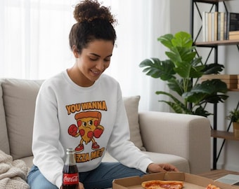 Zabawna bluza z pizzą: unisexowy, okrągły dekolt dla miłośników pizzy