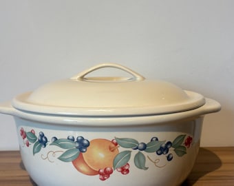 Vintage Corelle Coordinates 2,5 Qt Auflaufform Fülle Muster Deckeldose Steingut