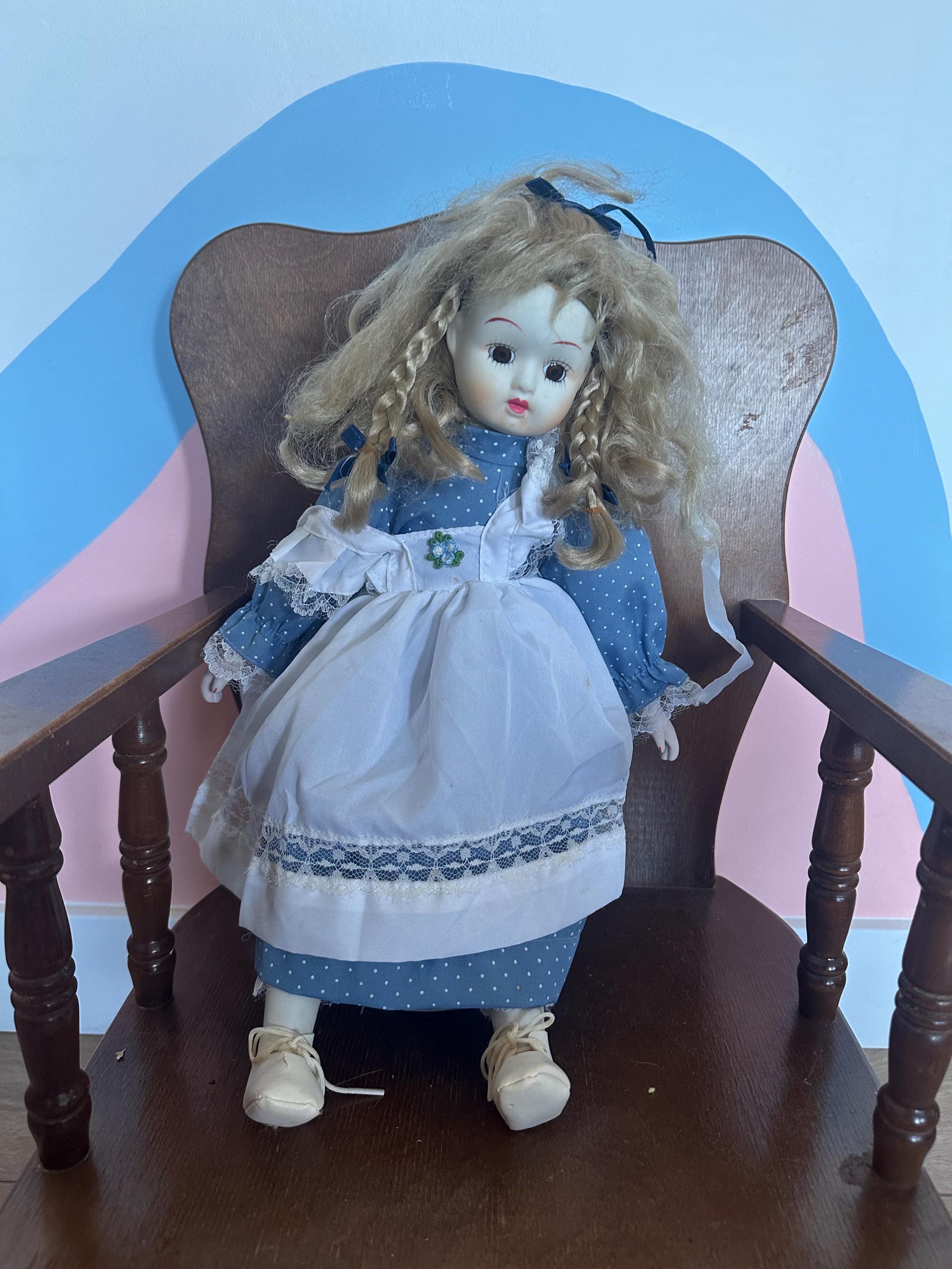 Vintage Porcelain Doll, Blue Dress - Etsy