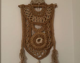 vintage macrame tapestry 1960s