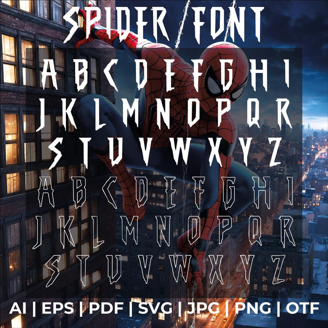 Spider Vector Font. Vector Patterns in Svg, Ai, Pdf, Otf, Eps, Png, Jpg ...