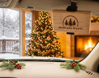 Cedar Wood Christmas Car Air Freshener, Pine Scented Holiday Decor