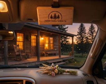 Cedar Wood Car Air Freshener - Forest Cabin Scent, Reusable Visor Clip