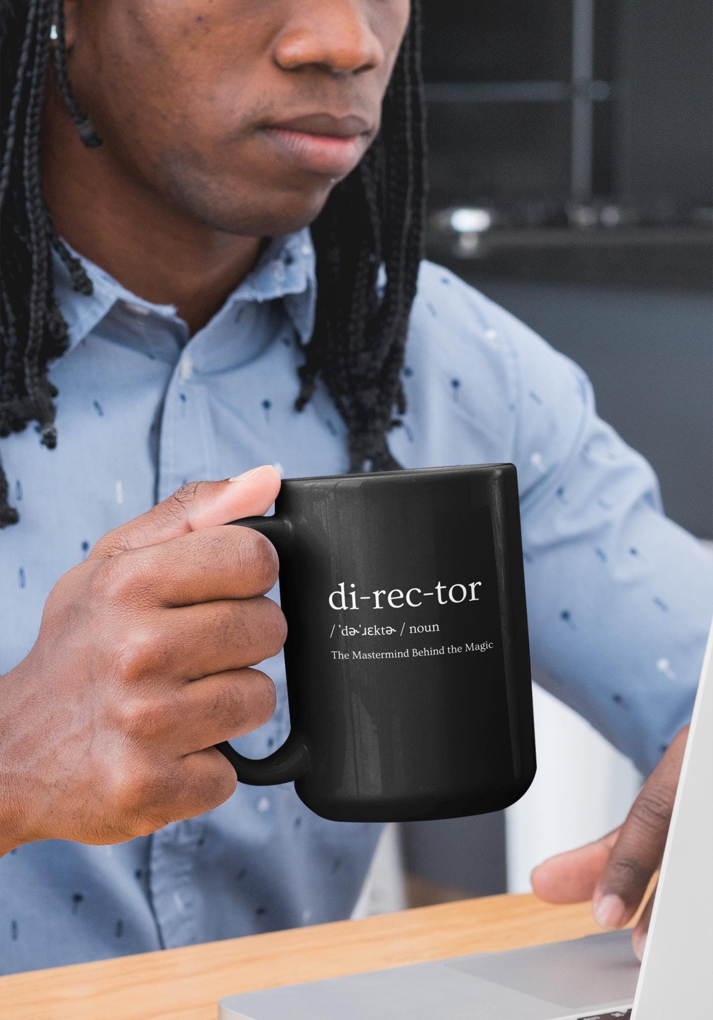 Director Definition Black Glossy Mug, Theater Gift for Drama Lover, Plays Enthusiast, Theater Student, Funny Gift