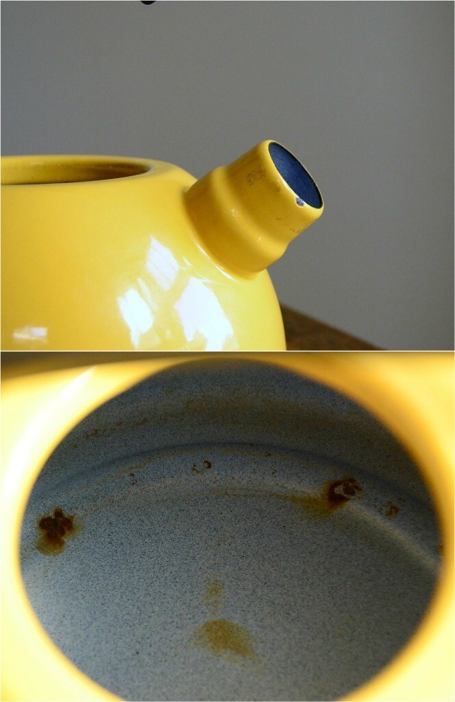 Vintage Enamel Tea Kettle .. Mustard Yellow Etsy