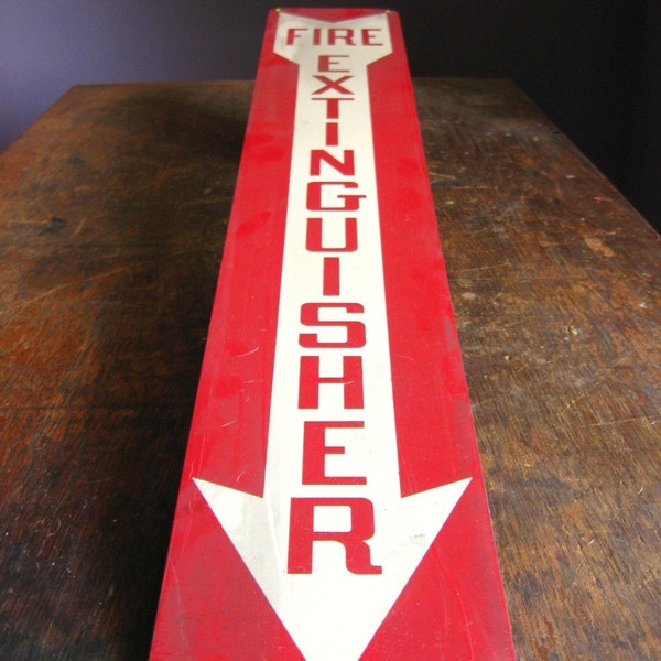 Vintage 1960s Metal Sign .. Fire Extinguisher