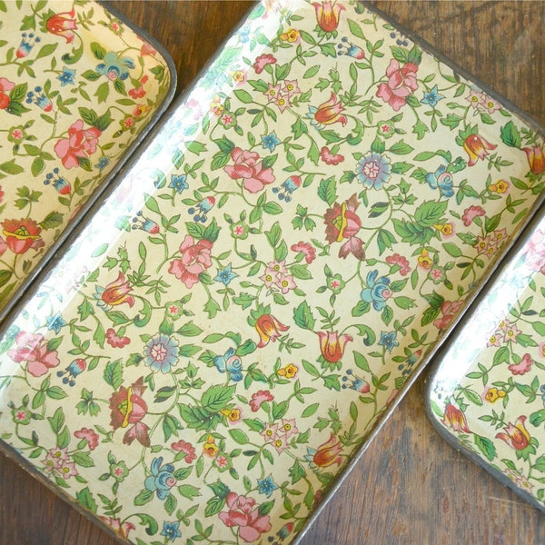 Vintage Floral Paper Mache Tray