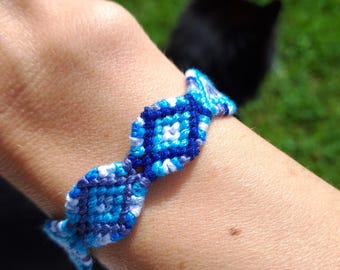 Pulseira de amizade feita à mão com fio - Padrão diamante