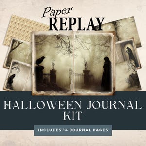 Halloween Digital Journal Kit, Junk journal paper, scrapbooking,