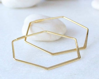 Hex Hoop Earrings•Hexagon Earrings•Hoop Earrings•Geometric•Gold•White Gold•Silver Hoop Earrings•Simple Hoop Earrings•Honeycomb Hoops