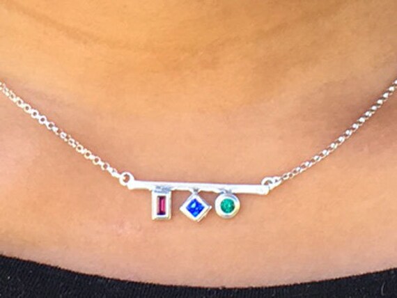 family birthstone bar necklace