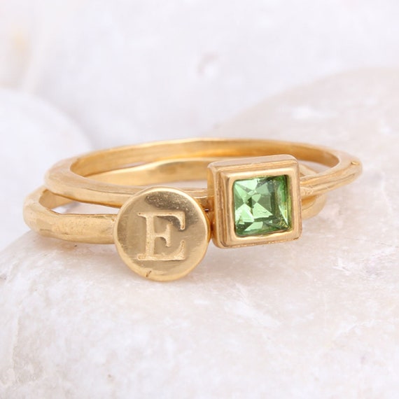 ring with initial and birthstone